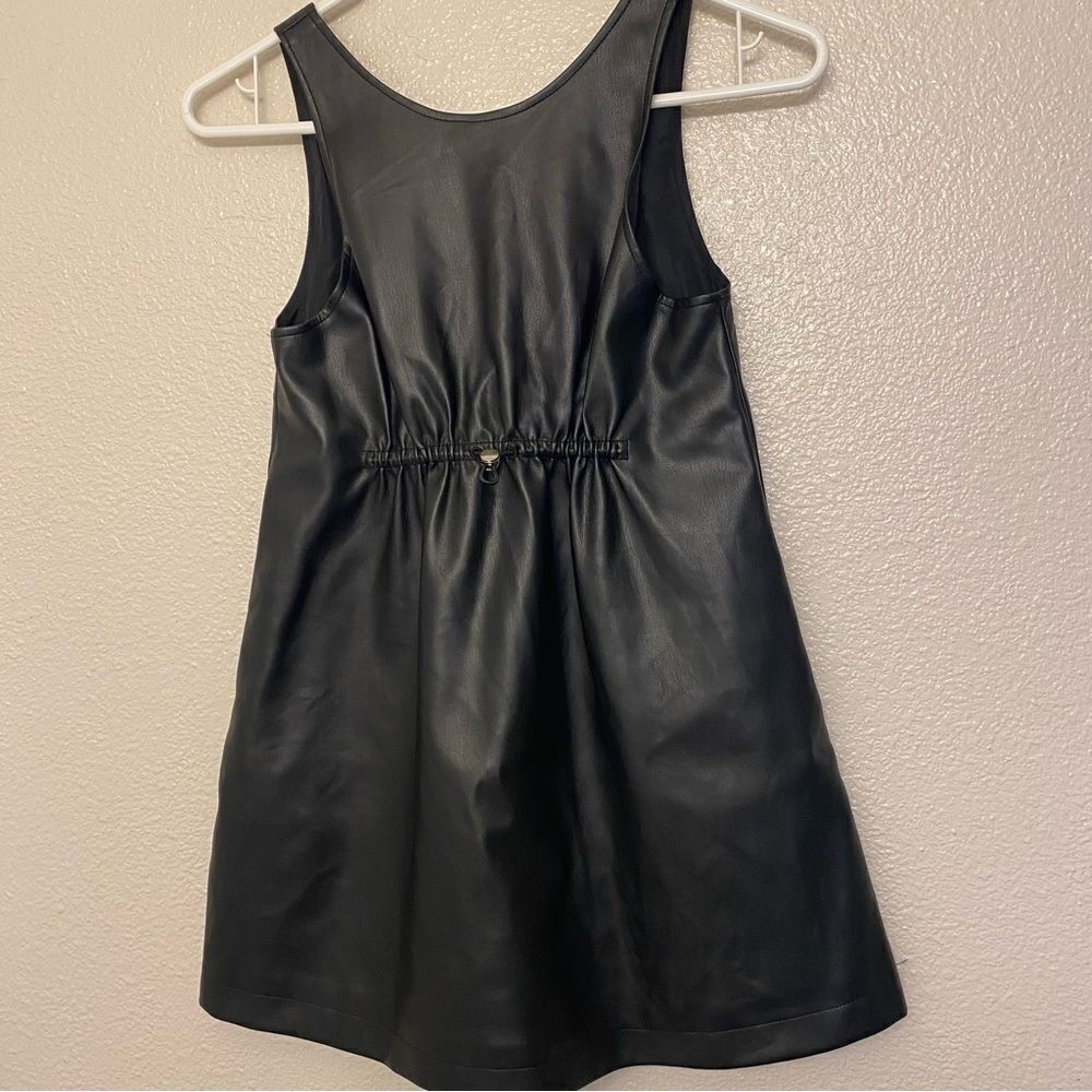 Zara Girls Faux black Leather Dress pinafore sleeveless size 9
